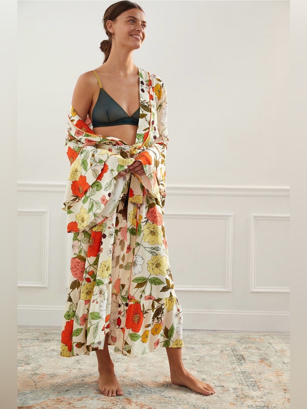 Anthropologie Maaji Ruffled Botanical Robe |
